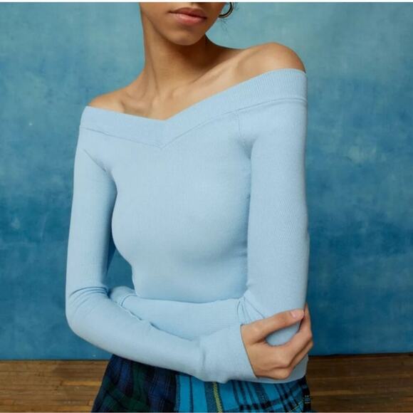 NWOT Shannen Slinky-fit tee by BDG Urban Outfitters Sz Medium Baby Blue - Picture 1 of 13